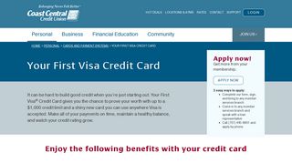 
                            10. Your First Visa Credit Card - Coast Central Credit Union