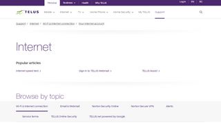 
                            11. Your Internet account | Support | TELUS.com
