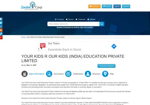 
                            5. YOUR KIDS R OUR KIDS (INDIA) EDUCATION PRIVATE LIMITED ...