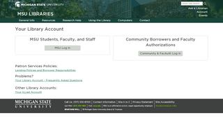 
                            1. Your Library Account, Account | MSU Libraries