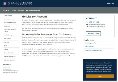 
                            5. Your Library Account | American University, Washington, DC