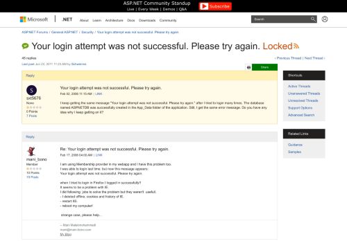 
                            7. Your login attempt was not successful. Please try again. | The ASP ...