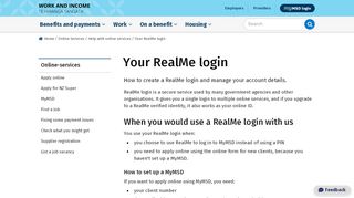 
                            5. Your RealMe login - Work and Income