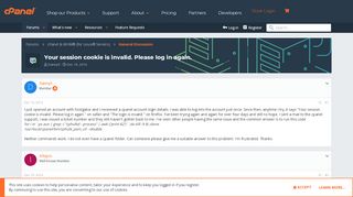 
                            4. Your session cookie is invalid. Please log in again. | cPanel Forums