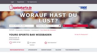 
                            12. Yours Sports Bar Wiesbaden in Wiesbaden – speisekarte.de