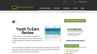 
                            3. Youth To Earn Review - Is It a Scam? - Extra Paycheck Online