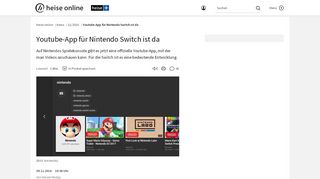 
                            10. Youtube-App für Nintendo Switch ist da | heise online