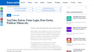 
                            8. YouTube: Entrar, Fazer Login, Criar Conta, Publicar Vídeos etc ...