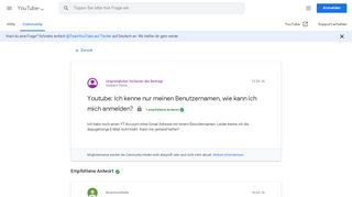 
                            3. Youtube: Ich kenne nur meinen Benutzernamen, wie kann ich mich ...