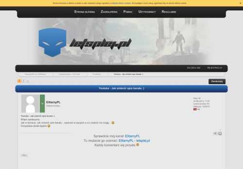 
                            13. Youtube - Jak zmienić opis kanału :) - LetsPlej.pl