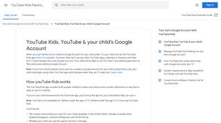 
                            5. YouTube Kids, YouTube & your child's Google Account - YouTube ...
