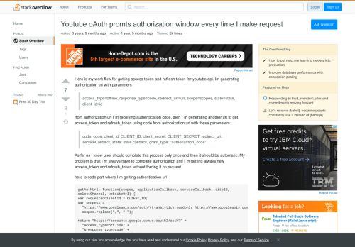 
                            8. Youtube oAuth promts authorization window every time I make ...