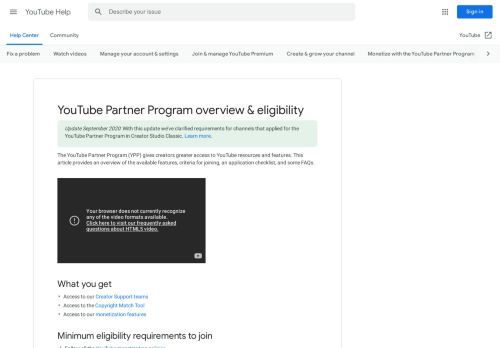 
                            13. YouTube Partner Program overview, application checklist, & FAQs ...
