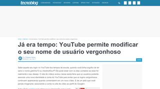 
                            9. YouTube permite modificar o nome de usuário | Tecnoblog