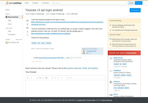 
                            3. Youtube v3 api login android - Stack Overflow