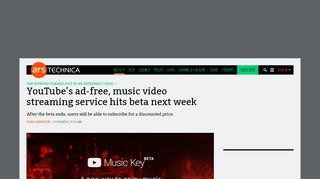 
                            10. YouTube's ad-free, music video streaming service hits beta next week ...