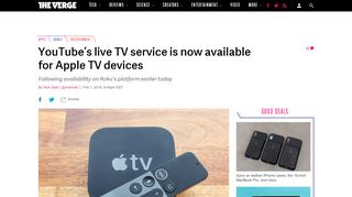 
                            12. YouTube's live TV service is now available for Apple TV devices - The ...