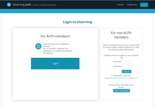 
                            2. Υπηρεσία ηλεκτρονικών μαθημάτων ΑΠΘ: Log in to the site - eLearning