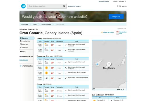 
                            13. Yr – Weather forecast for Gran Canaria, Canary Islands (Spain)