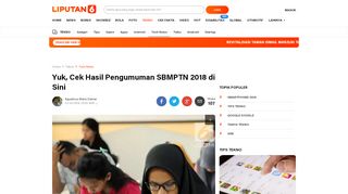 
                            10. Yuk, Cek Hasil Pengumuman SBMPTN 2018 di Sini - Tekno Liputan6 ...