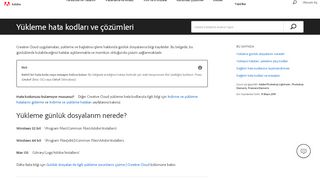 
                            11. Yükleme hata kodları, çıkış kodları ve hata mesajları | Creative Cloud ...