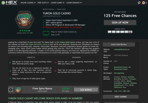 
                            4. Yukon Gold Casino - Download Casino & Get $500 Free Bonus Money