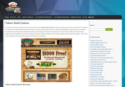 
                            6. Yukon Gold Casino - No deposit bonus Blog