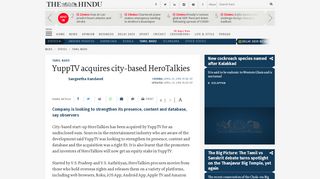 
                            6. YuppTV acquires city-based HeroTalkies - The Hindu