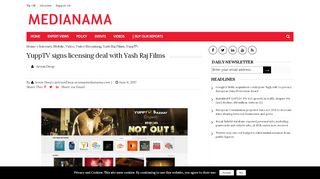 
                            12. YuppTV signs licensing deal with Yash Raj Films - ...