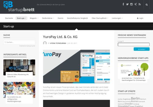 
                            6. YuroPay Ltd. & Co. KG - StartupBrett