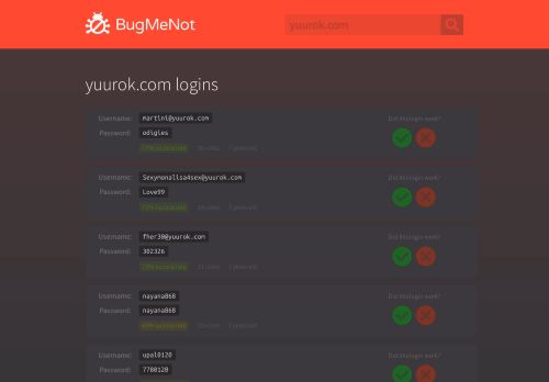 
                            3. yuurok.com passwords - BugMeNot