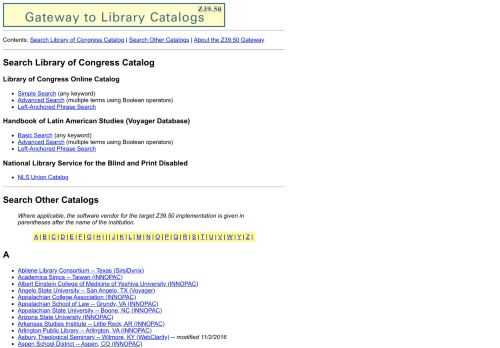 
                            12. Z39.50 Gateway - Library of Congress