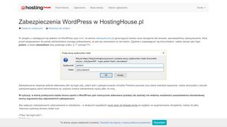 
                            13. Zabezpieczenia WordPress w HostingHouse.pl - Baza wiedzy ...