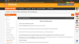 
                            5. Zahlen via Sofortüberweisung - FAQ - IGVault