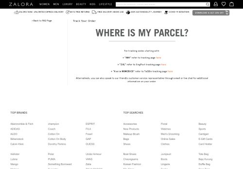 
                            12. Zalora SG Track Your Order | Tracking information about your parcel