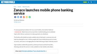
                            11. Zanaco launches mobile phone banking service | Network World