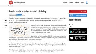 
                            8. Zando celebrates its seventh birthday - Media Update