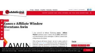 
                            6. Zanox e Affiliate Window diventano Awin ~ Pubblicità Italia