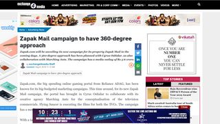 
                            13. Zapak Mail campaign to have 360-degree approach - Exchange4media