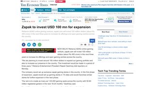 
                            6. Zapak to invest USD 100 mn for expansion - The Economic Times