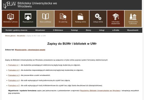 
                            11. Zapisy do BUWr i bibliotek w UWr | Biblioteka Uniwersytecka we ...