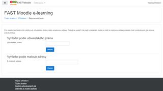 
                            4. Zapomenuté heslo - FAST Moodle