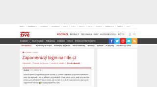 
                            2. Zapomenutý login na lide.cz - poradna Živě.cz - Zive.cz