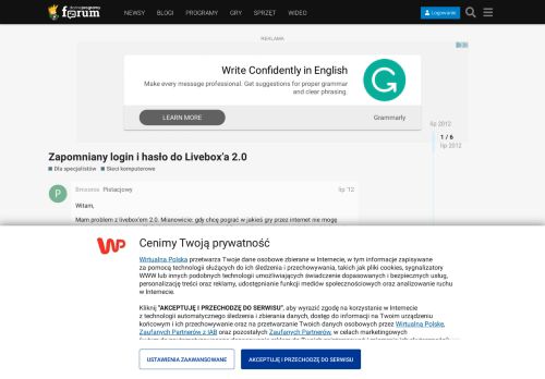 
                            7. Zapomniany login i hasło do Livebox'a 2.0 - Sieci komputerowe ...