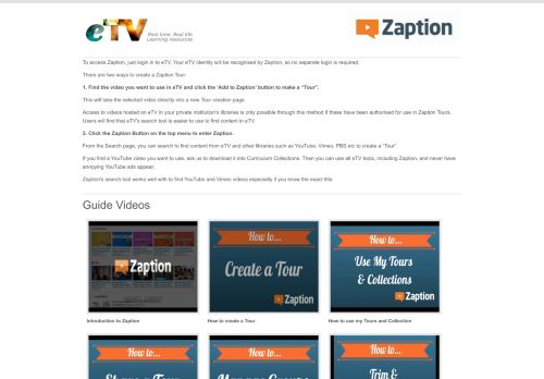 
                            11. Zaption Guide Videos - eTV