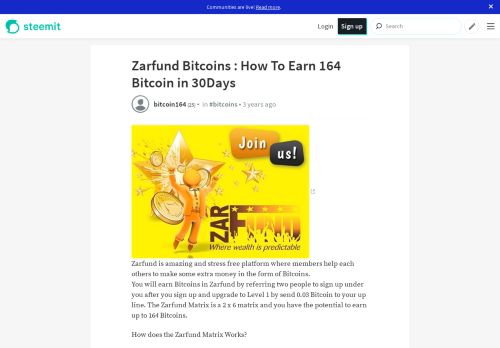 
                            11. Zarfund Bitcoins : How To Earn 164 Bitcoin in 30Days — Steemit