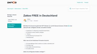 
                            4. Zattoo FREE in Deutschland – Zattoo Support