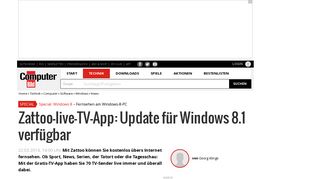 
                            11. Zattoo-live-TV-App: Update für Windows 8.1 verfügbar - Computer Bild