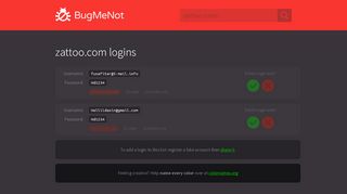 
                            1. zattoo.com passwords - BugMeNot