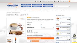 
                            3. Zazo Tobacoffee e-Liquid 10 ml im eDampf-Shop kaufen